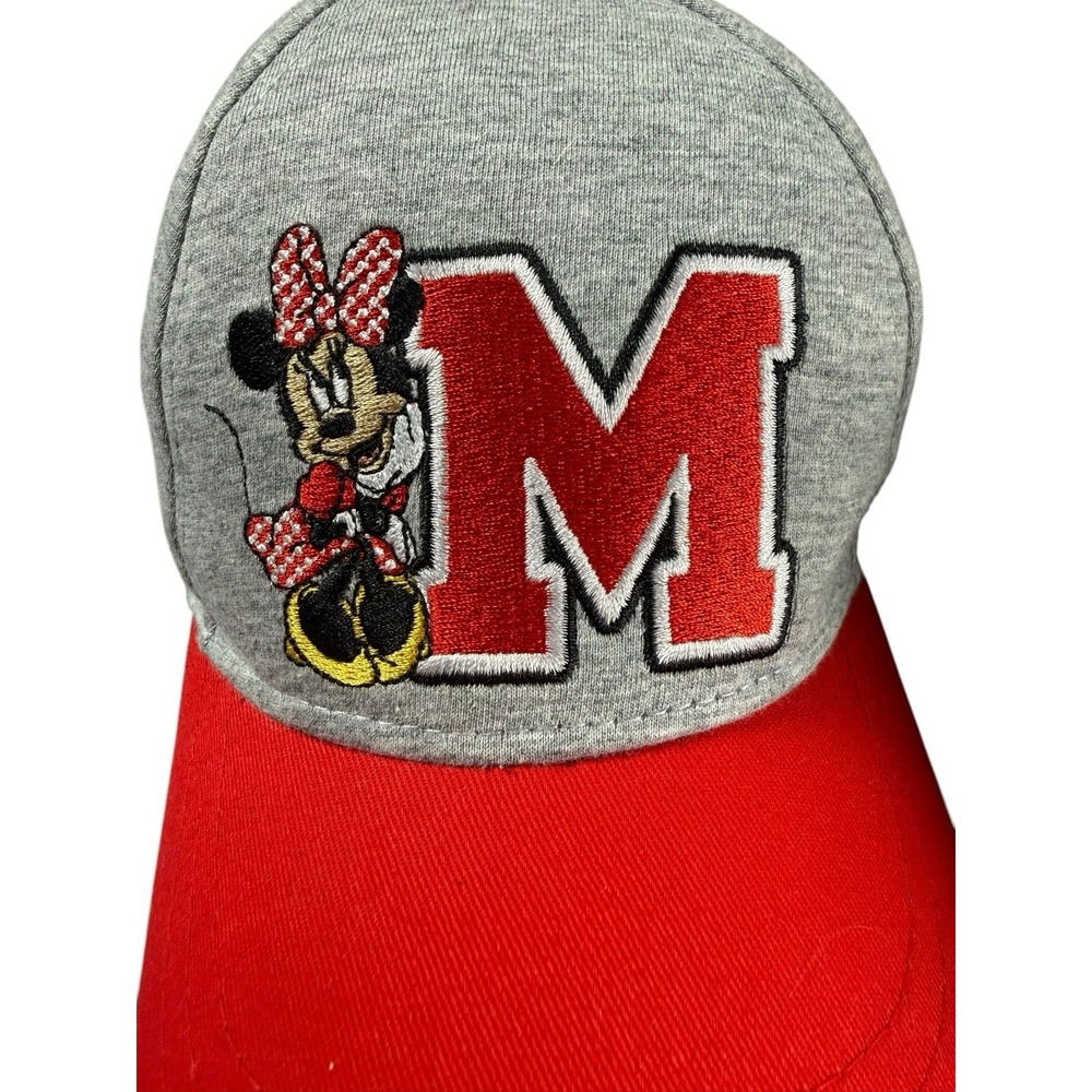 DISNEY Mickey Minnie Mouse Hat Lot 2 Caps Snapback Adjustable Gray Red Blue OSFM - Picture 2 of 7